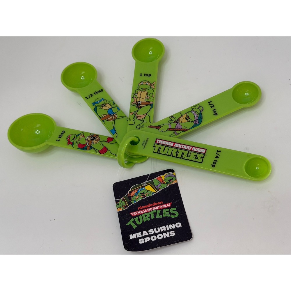Nickelodeon Teenage Mutant Ninja Turtles Measuring Spoons 5pc Set Green TMNT New